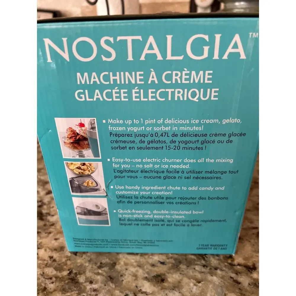 Nostalgia Electric Ice Cream Maker, Gelato, Frozen Yogurt, or Sorbet makes 1 pnt